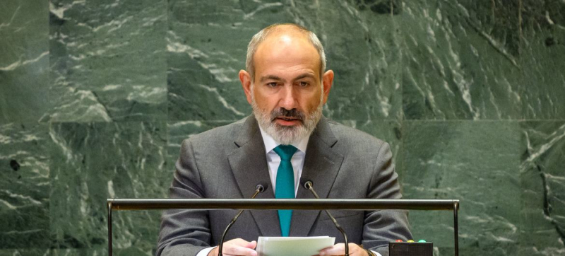 Премьер-министр Армении Никол Пашинян выступает на общих дебатах Генассамблеи ООН.