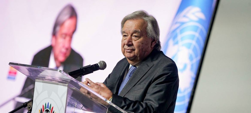 Генеральный секретарь ООН Антониу Гутерриш выступает с речью на саммите «Группы двадцати» в Южной Африке.